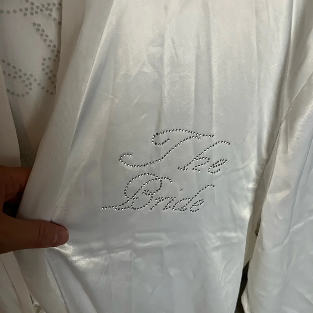 White Bridal Satin Robe - Picture 4 of 5